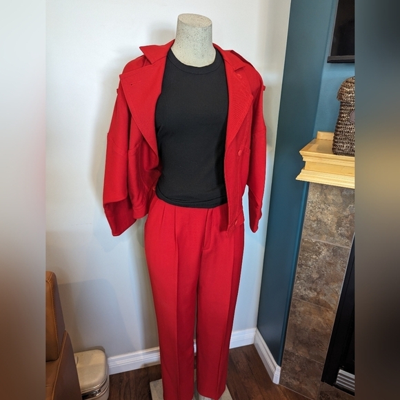 Vintage wool red Park Lane vintage 2 piece 80's power suit Size 5 & 7 - Picture 14 of 17